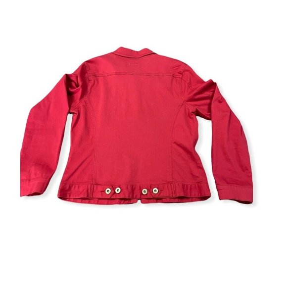 Cranberry Red Jean jacket Explore Cotton Blend Stretch Spring Pockets - Picture 2 of 6